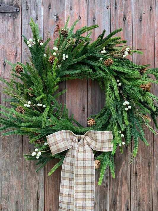 Rustic Norfolk Pine Winter Wreath