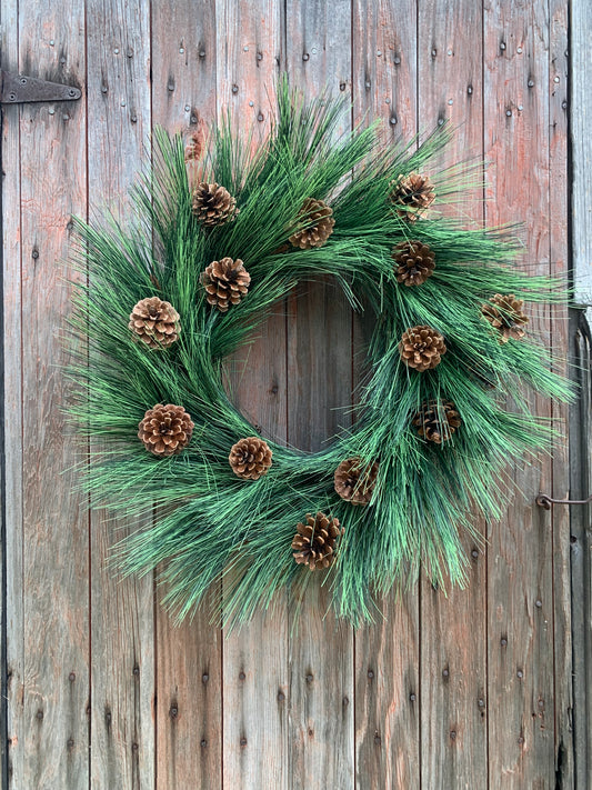 Rustic Long Needle Pine Winter Wreath