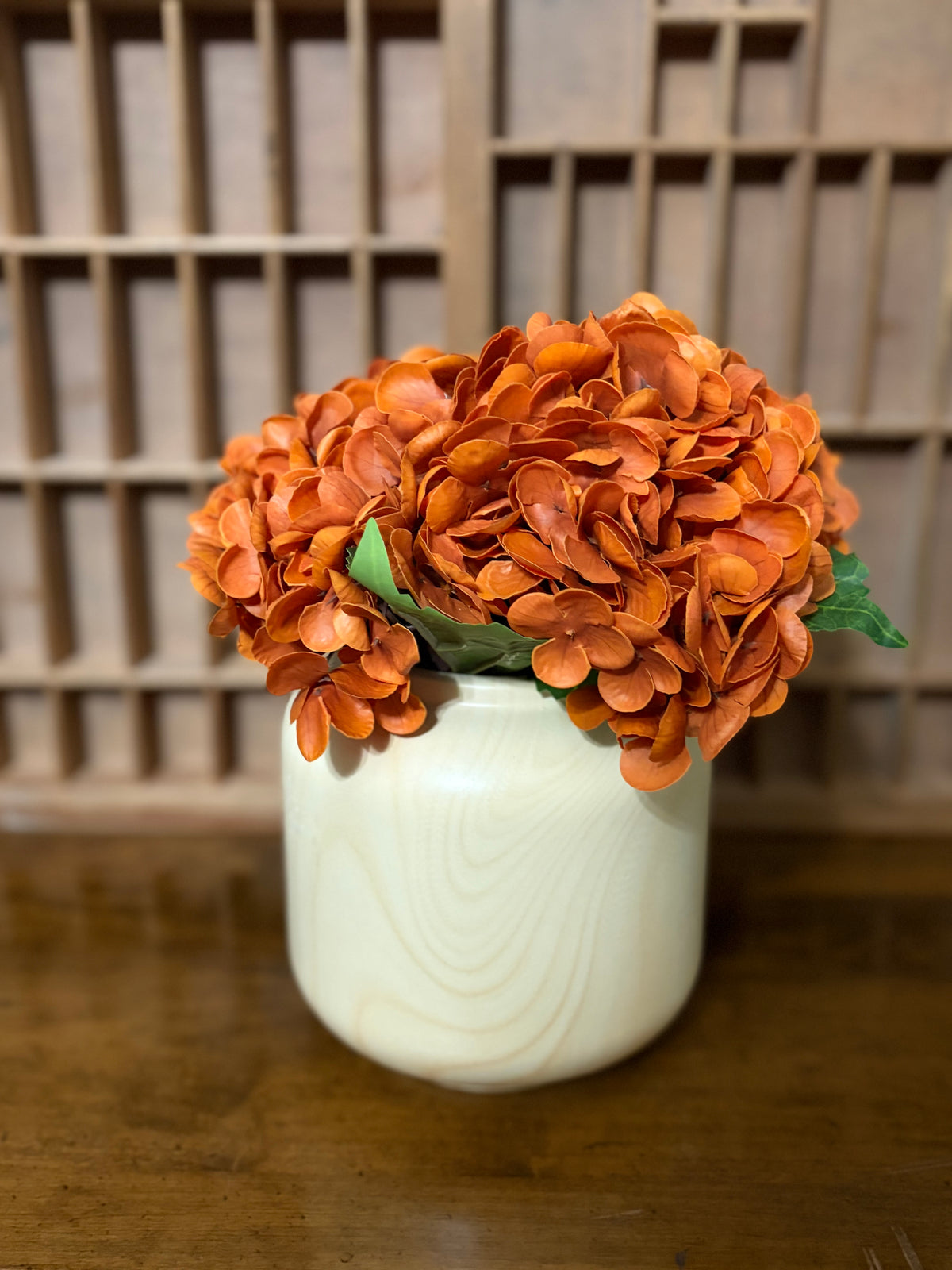 Burnt Orange Hydrangea Arrangement