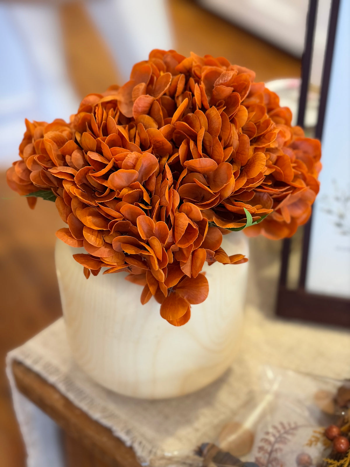 Burnt Orange Hydrangea Arrangement